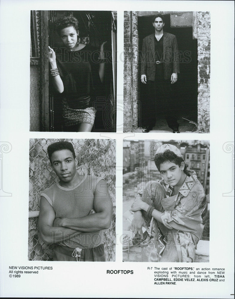 1989 Press Photo &quot;Rooftops&quot; Tisha Campbell,Eddie Velez,Alexis Cruz,Allen Payne - Historic Images