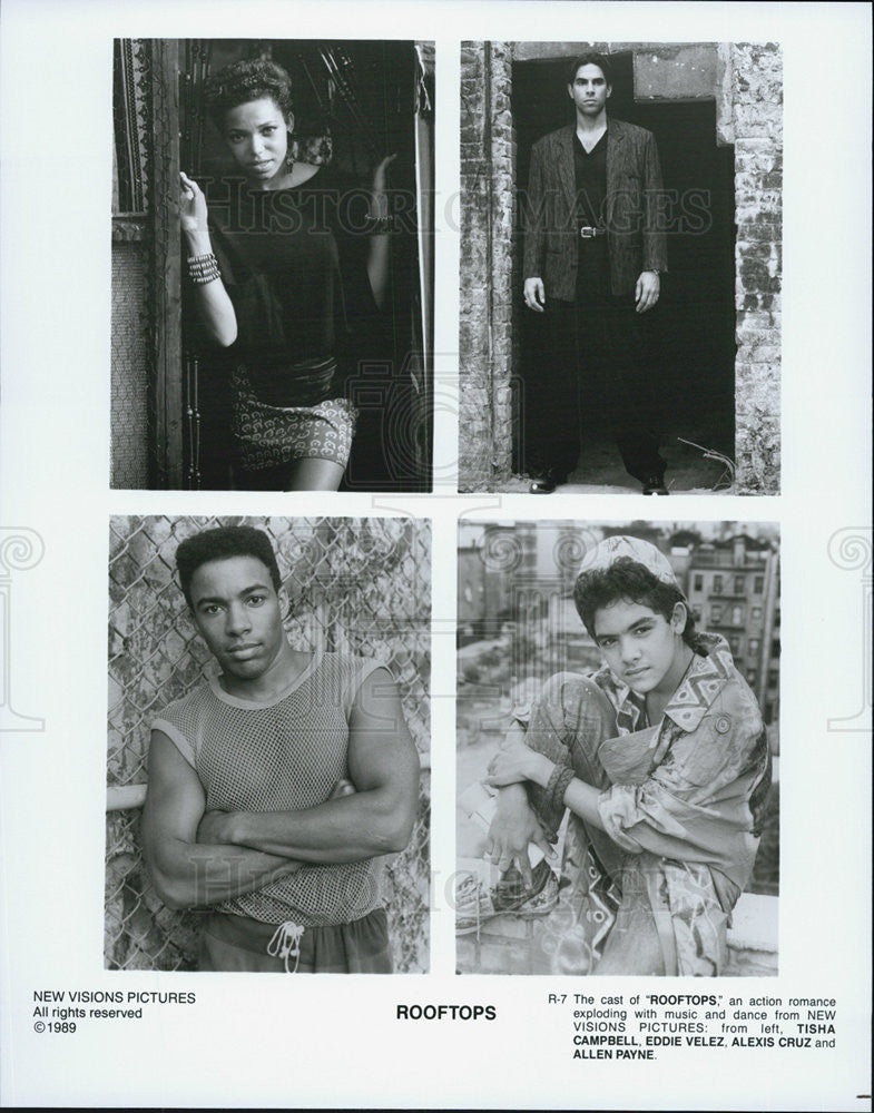 1989 Press Photo "Rooftops" Tisha Campbell,Eddie Velez,Alexis Cruz,Allen Payne - Historic Images