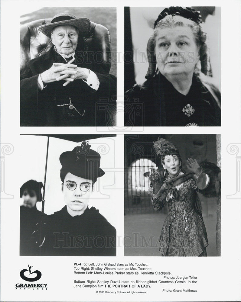 1996 Press Photo Actors John Gielgud, Shelley Winters And Mary-Louise Parker - Historic Images