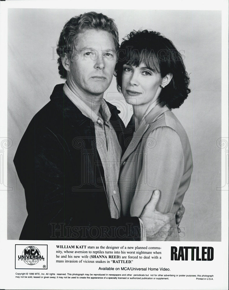 1996 Press Photo Actors William Katt And Shanna Reed Starring In &quot;Rattled&quot; - Historic Images