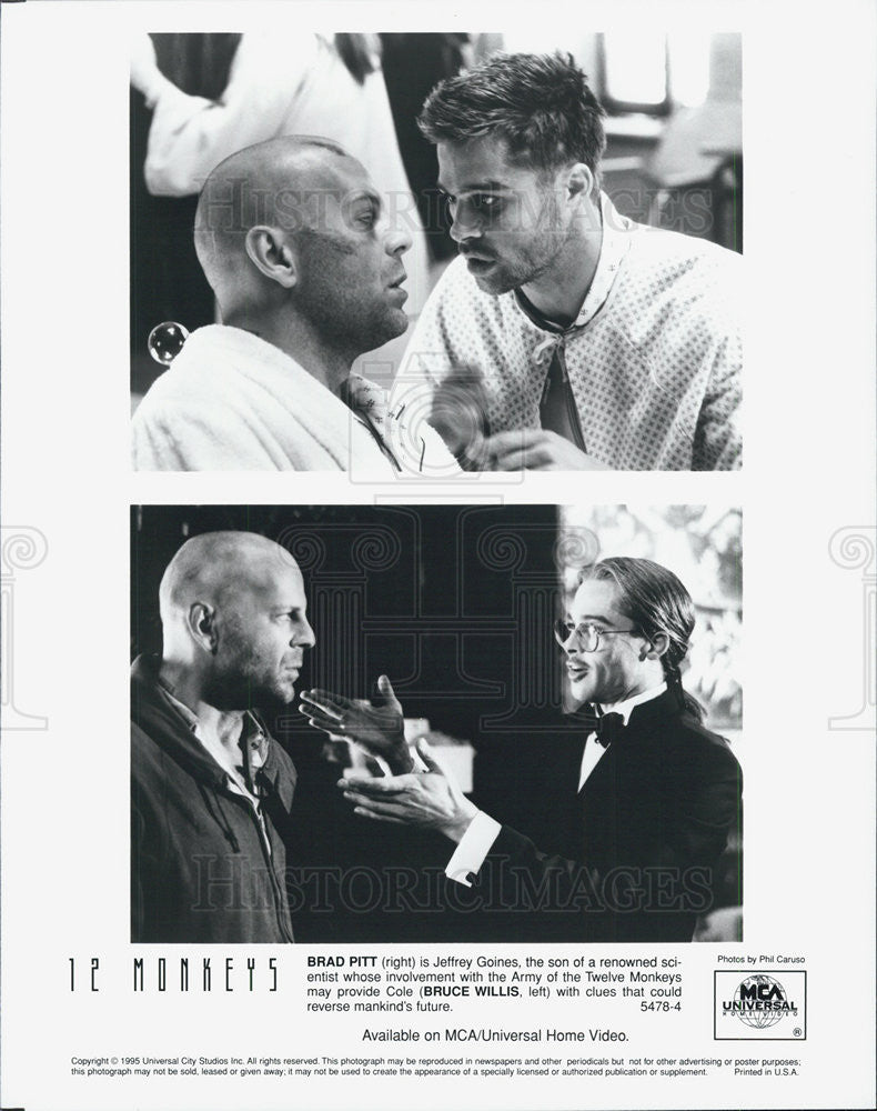 1995 Press Photo Brad Pitt Burce Willis 12 MONKEYS - Historic Images