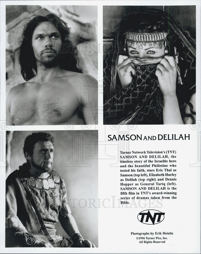 1996 Press Photo Eric Thal Elizabeth Hurley Dennis Hopper SAMSON AND DELILAH - Historic Images