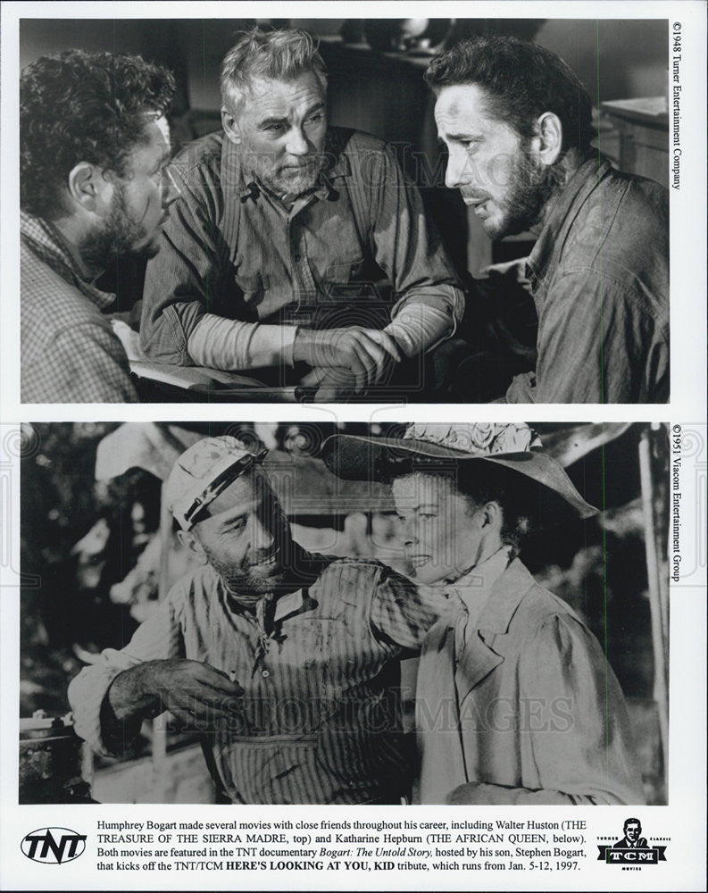 1951 Press Photo Humphrey Bogart in &quot;African Queen&quot; &amp; &quot;Treasure of Sierra Madre&quot; - Historic Images