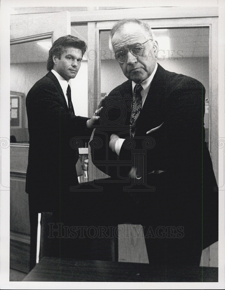 1991 Press Photo L.A. Law Speak, Lawyers, For Me Richard Dysart Harry Hamlin - Historic Images