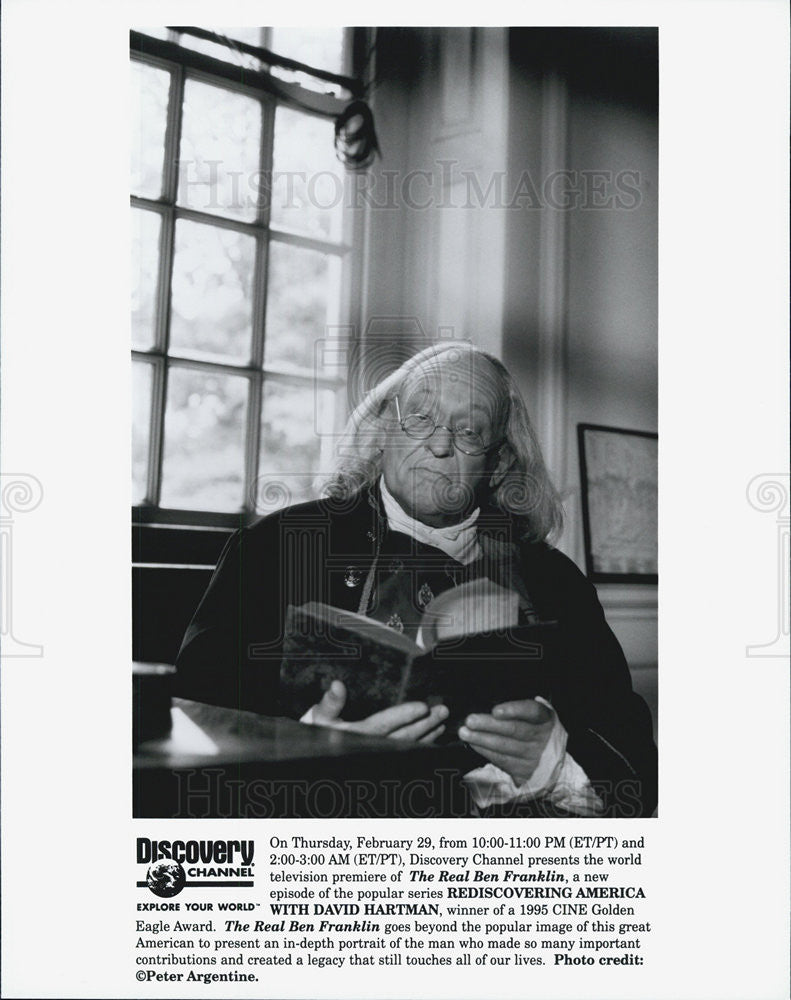 1989 Press Photo David Hartman in &quot;The Real Ben Franklin&quot; - Historic Images