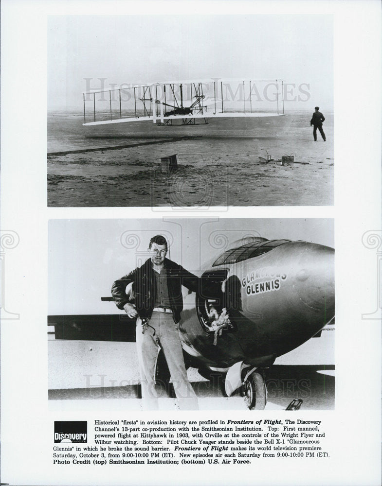 1996 Press Photo Pilot Chuck Yeager &amp; planes - Historic Images