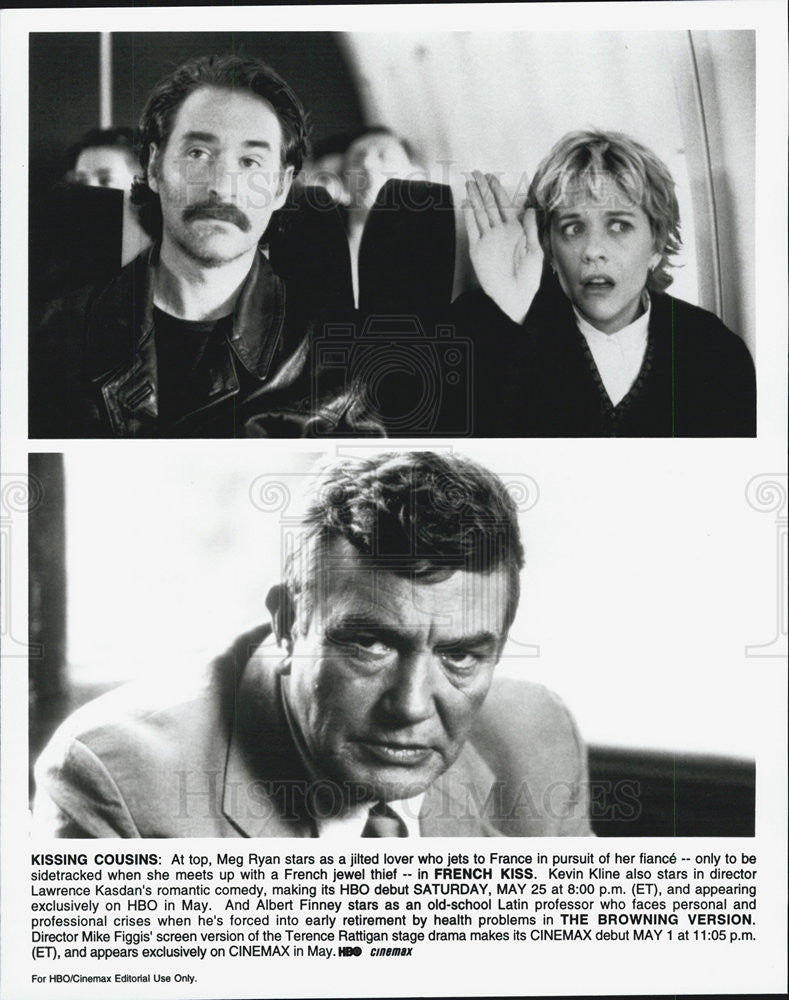 1995 Press Photo Meg Ryan &amp; Kevin Kline in &quot;French Kiss&quot; - Historic Images
