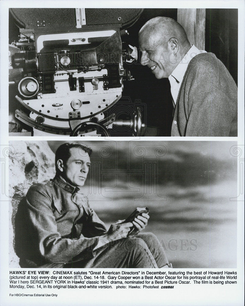 Press Photo Director howard Hawks and Gary Cooper in "Sergeant Yory" - Historic Images