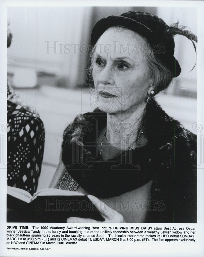 1990 Press Photo Driving Miss Daisy Actress Jessica Tandy - Historic Images
