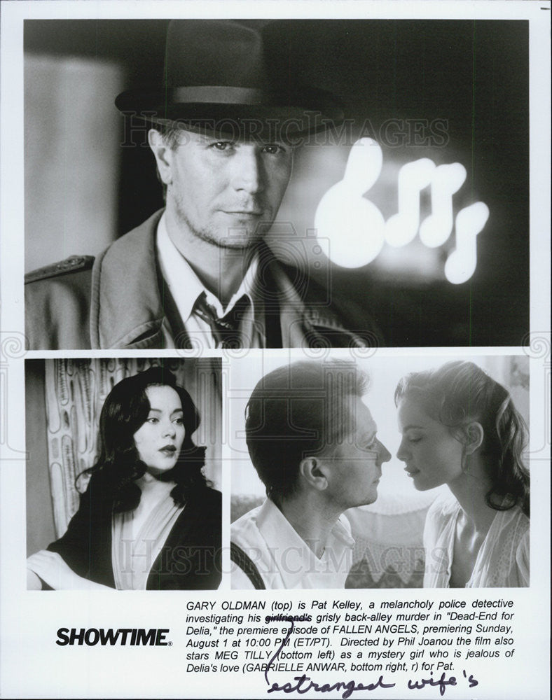 Press Photo Gary Oldham,Meg Tilly, Gabrielle Anwar on "Fallen Angels" - Historic Images