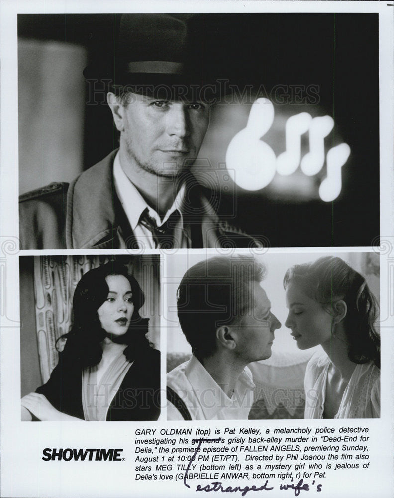 Press Photo Gary Oldham,Meg Tilly &amp; Gabrielle Anwar on &quot;Fallen Angels&quot; - Historic Images