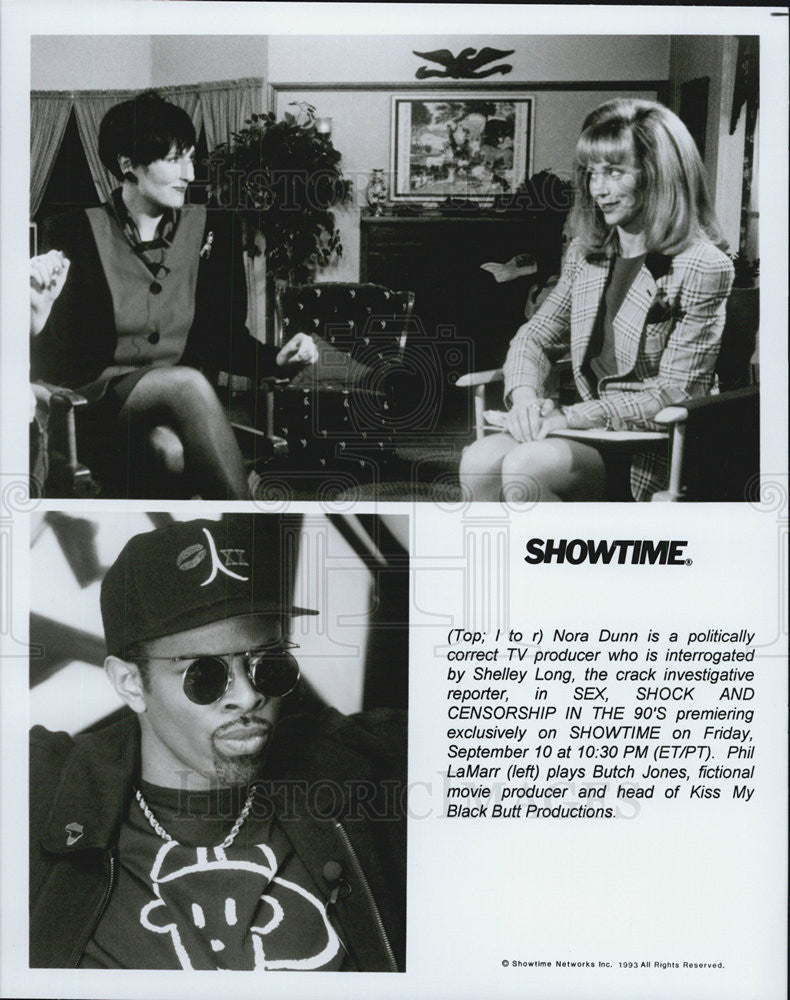 1993 Press Photo Nora Dunn, Shelly Long, Phi LaMarr, Sex Shock Censorship - Historic Images