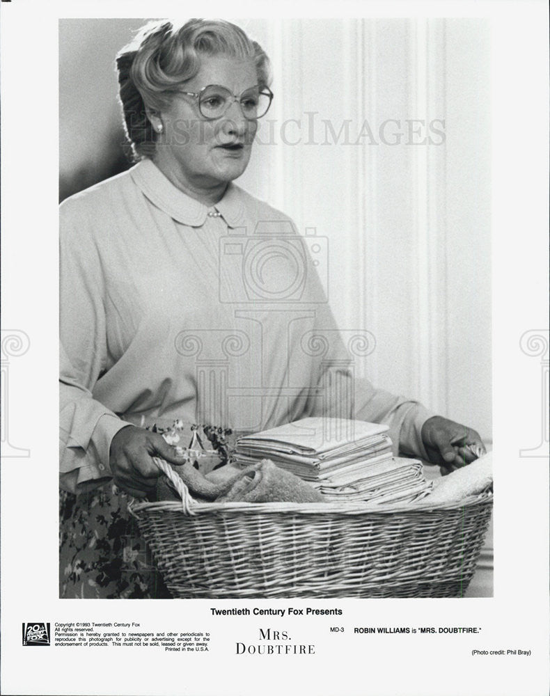 1993 Press Photo Robin Williams in "Mrs Doubtfire" - Historic Images