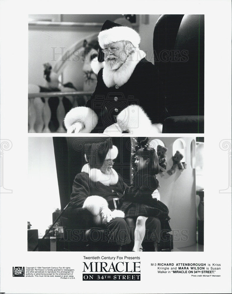 1994 Press Photo Richard Attenborough & Mara Wilson in "Miracle on 34th Street" - Historic Images