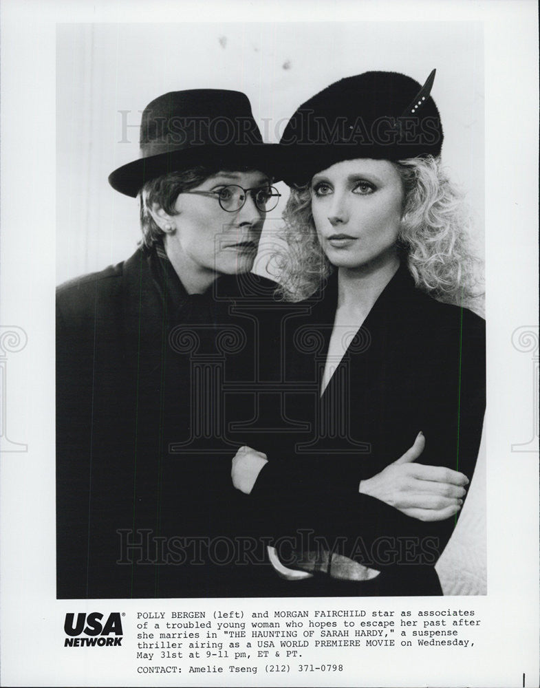 1989 Press Photo Polly Bergen, Morgan Fairchild in &quot;The Haunting of Sarah Hardy&quot; - Historic Images