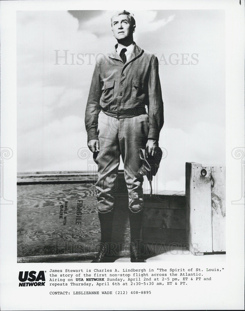 1957 Press Photo James Stewart in "The Spitit of ST Louis" - Historic Images