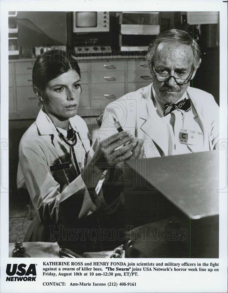 1978 Press Photo Katherine Ross and Henry Fonda in &quot;The Swarm&quot; - Historic Images