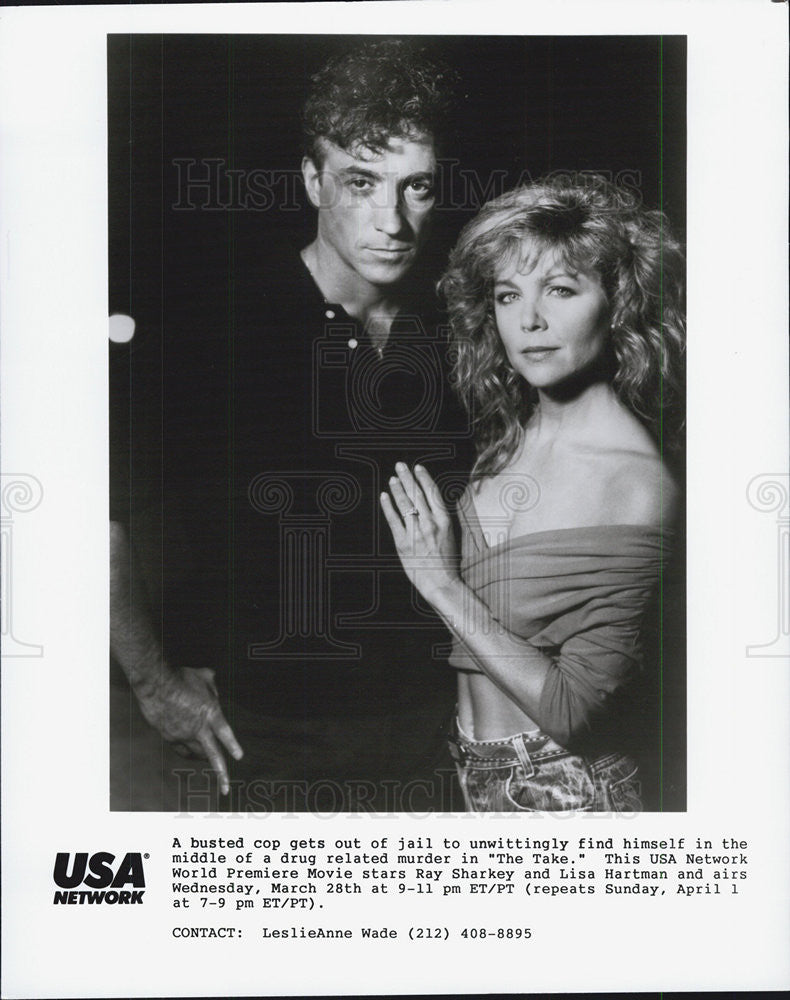 Press Photo The Take Actors Ray Sharkey Lisa Hartman USA network Movie - Historic Images