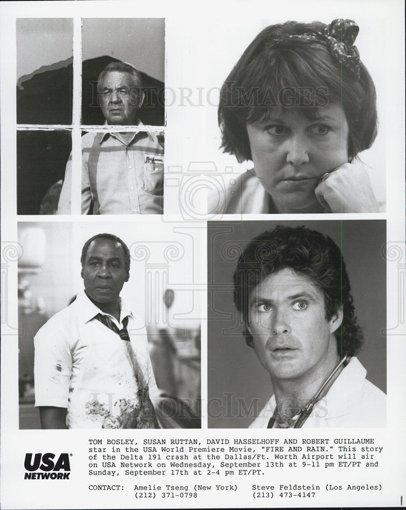 Press Photo Tom Bosley Susan Ruttan David Hasselfhoff Robert Guillaume Fire and - Historic Images