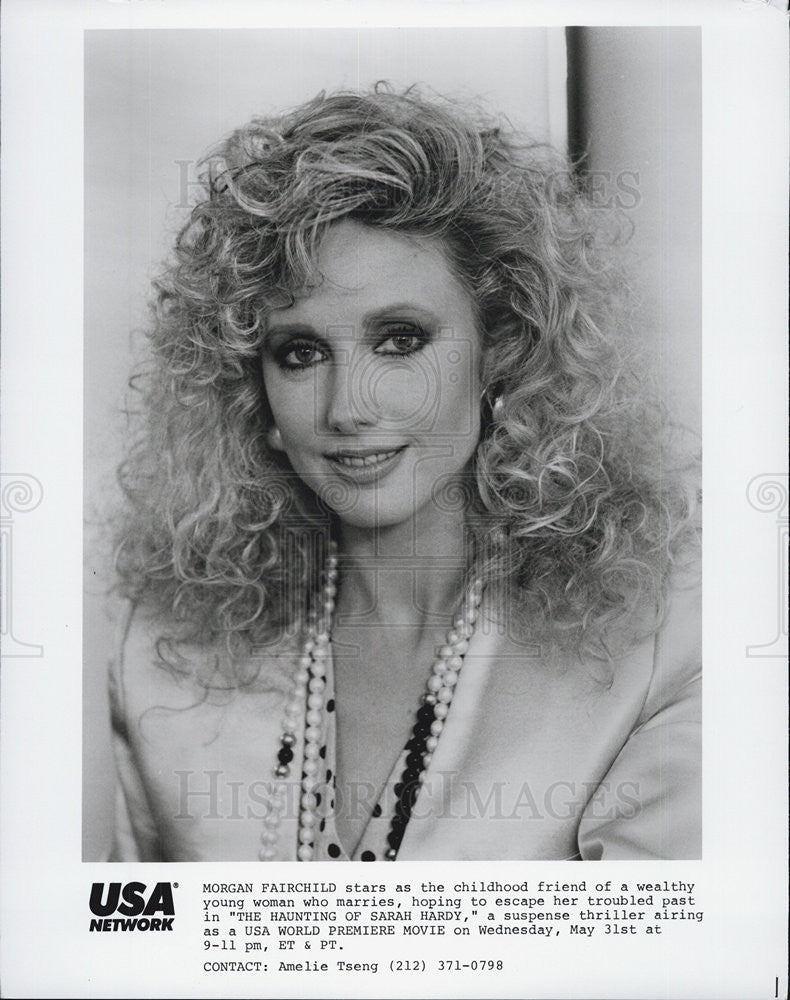 1989 Press Photo Morgan Fairchild in &quot;The Haunting of Sarah Hardy&quot; - Historic Images