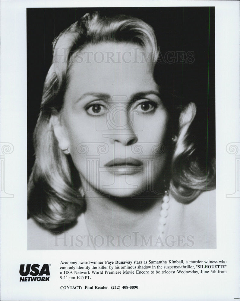 Press Photo Faye Dunaway Silhoutte Movie Actress USA Network - Historic Images