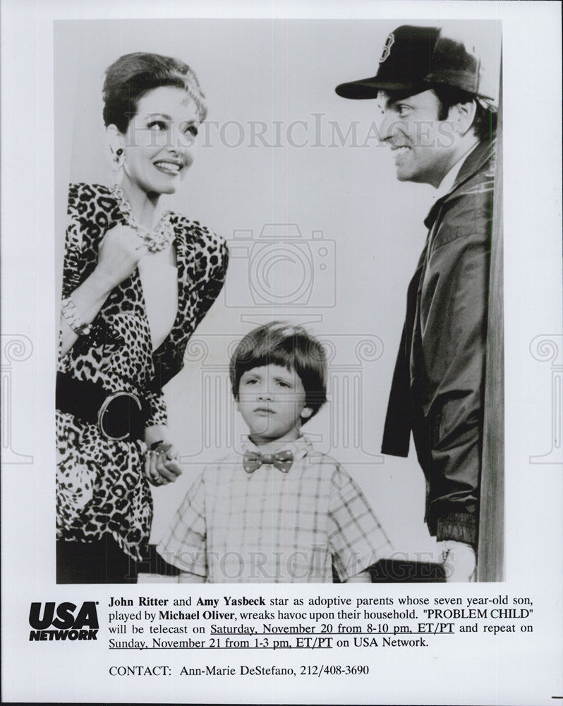 Press Photo John Ritter Amy Yasbeck Michael Oliver Problem Child Movie - Historic Images