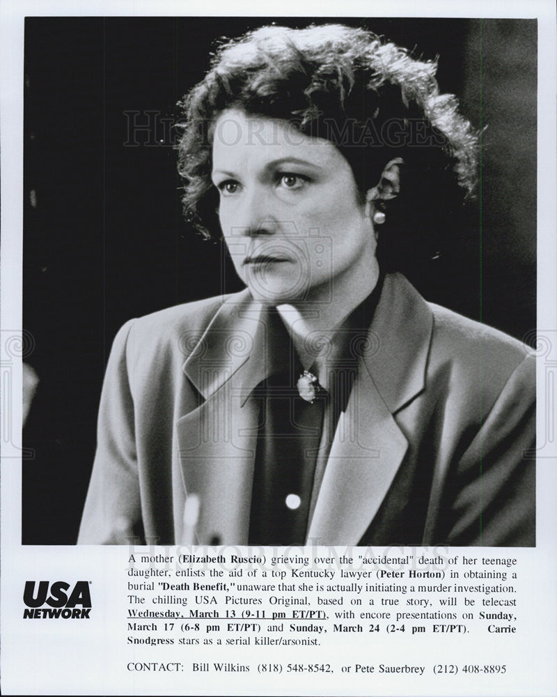 1996 Press Photo Elizabeth Ruscio in "Death Benefit" - Historic Images