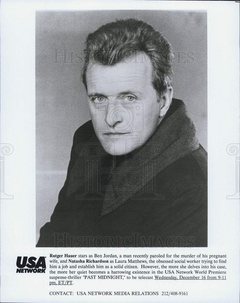 1991 Press Photo Rutger Hauer in &quot;Past Midnight&quot; - Historic Images