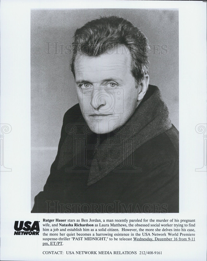 1991 Press Photo Rutger Hauer in "Past Midnight" - Historic Images