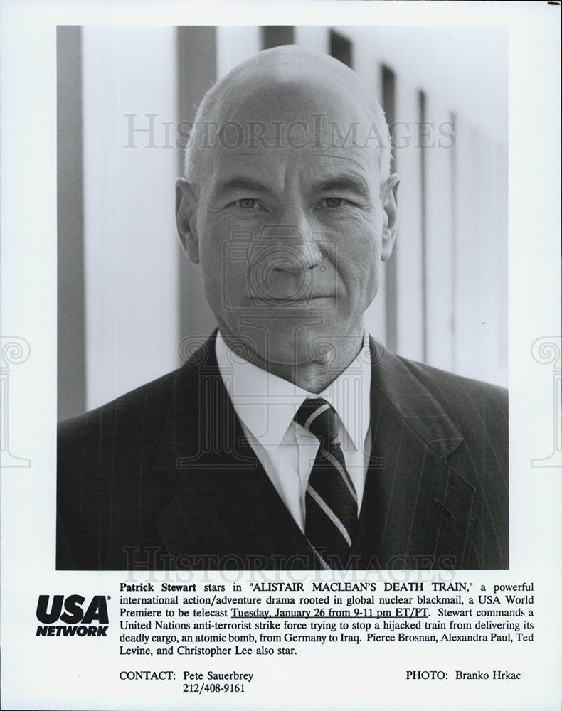 1993 Press Photo Patrick Stewart in &quot;Alistair Maclean&#39;s Death Train&quot; - Historic Images