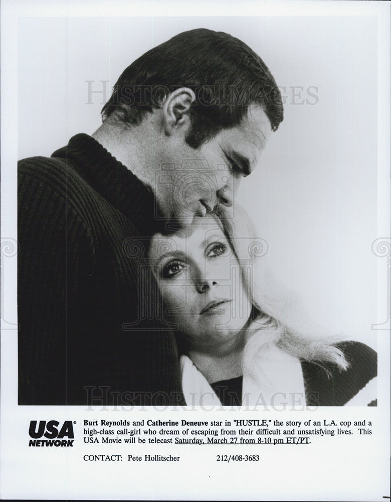 Press Photo Burt Reynolds, Catherine Deneuve, Hustle - Historic Images