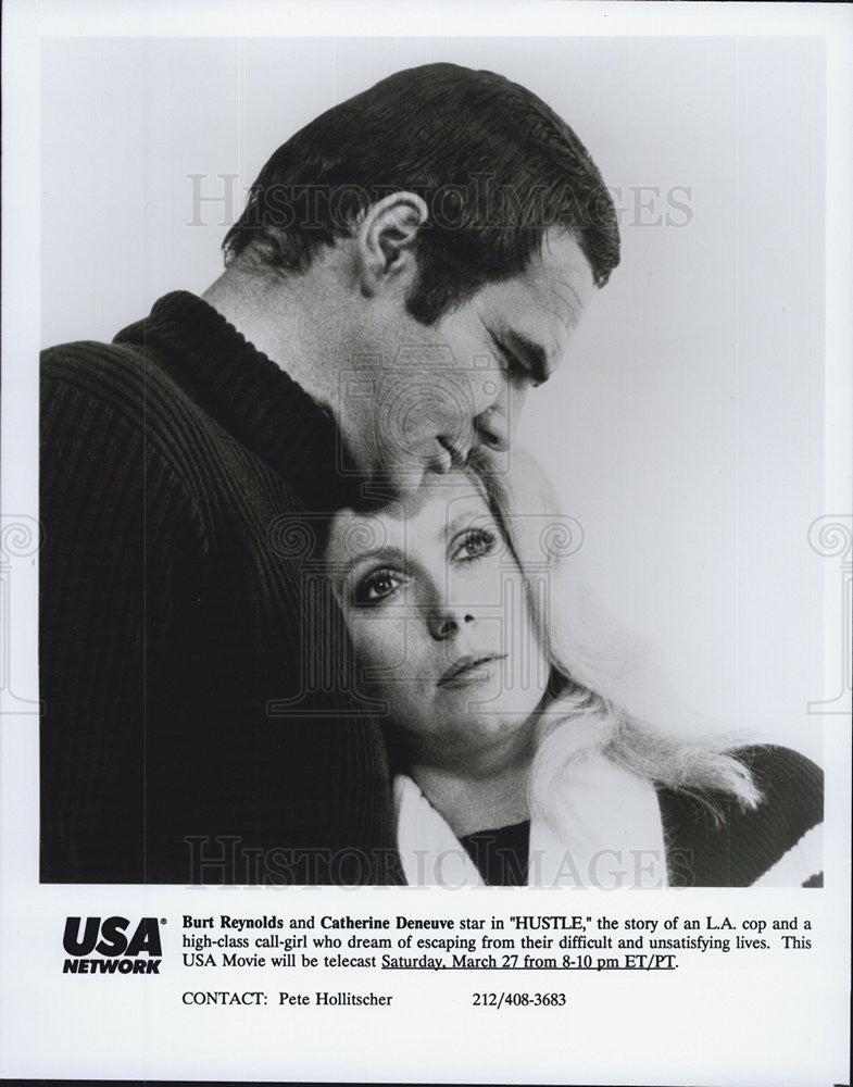 Press Photo Burt Reynolds, Catherine Deneuve, Hustle - Historic Images