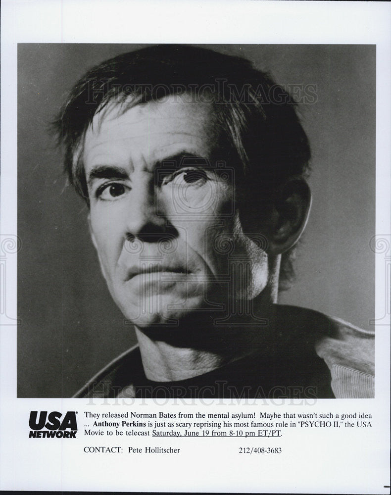 1982 Press Photo of Anthony Perkins in &quot;Pyscho II&quot; on USA Network - Historic Images