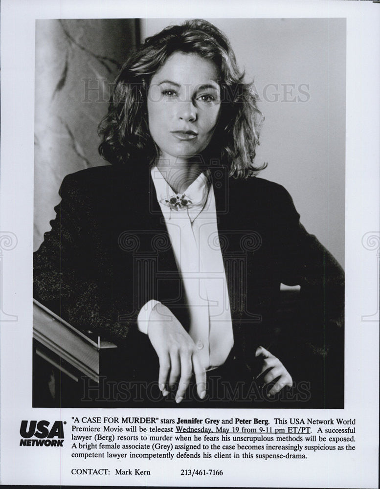 1993 Press Photo Jennifer Grey in &quot;A Case for Murder&quot; movie - Historic Images