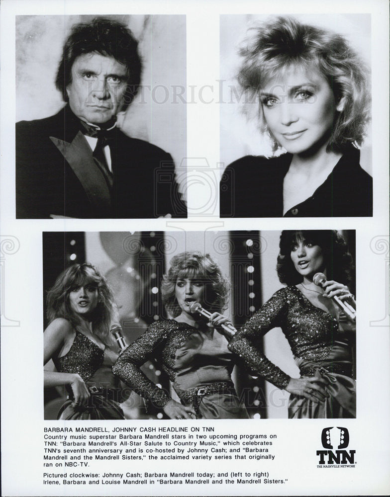 Press Photo Barbara Mandrell, Johnny Cash, Irene, Louise Mandrell - Historic Images