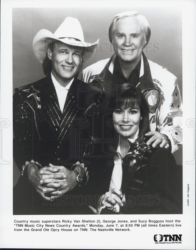 Press Photo Ricky Van Shelton, George Jones, Suzy Bogguss - Historic Images