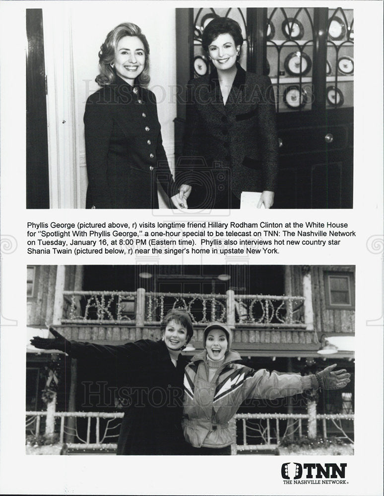 Press Photo  Phyllis George, Hilary Rodham Clinton, Shania Twain - Historic Images