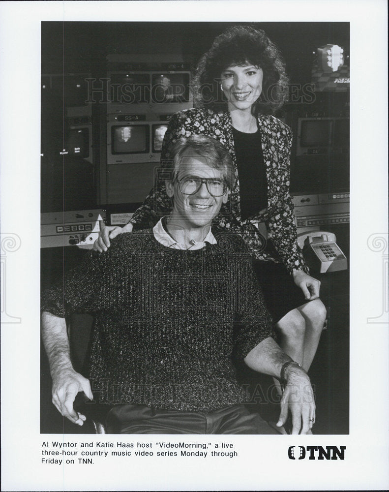 1990 Press Photo Al Wyntor &amp; Katie Haas on &quot;Videomorning&quot; - Historic Images