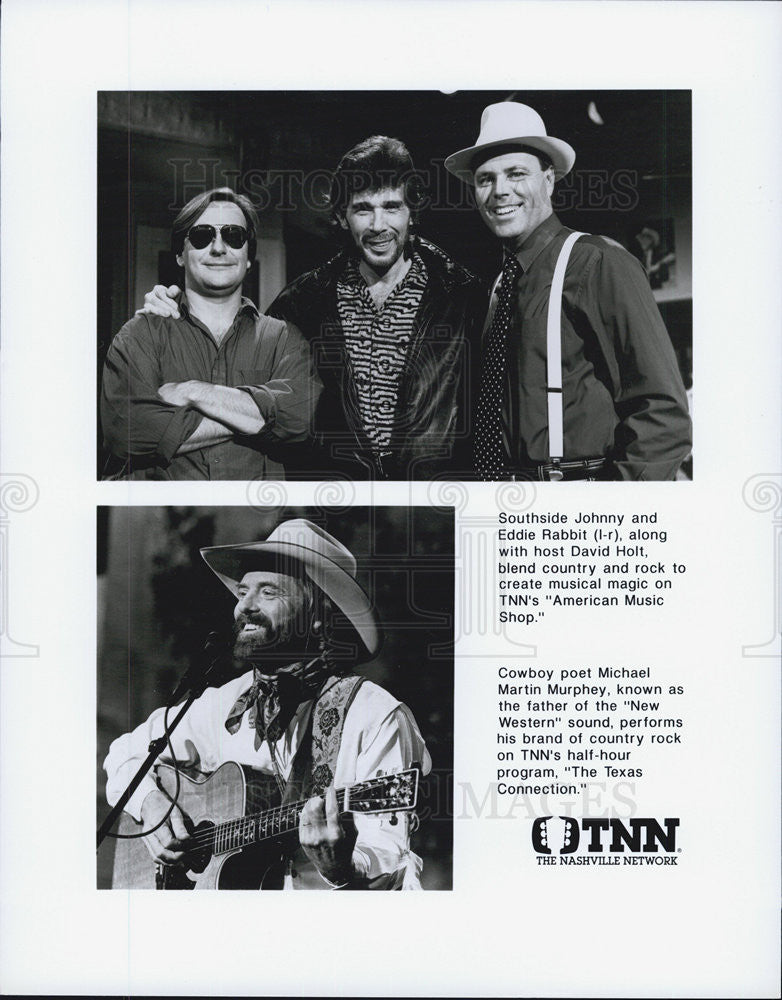 1990 Press Photo Southside Johnny, Eddie Rabbit, Michael Martin Murphey on - Historic Images