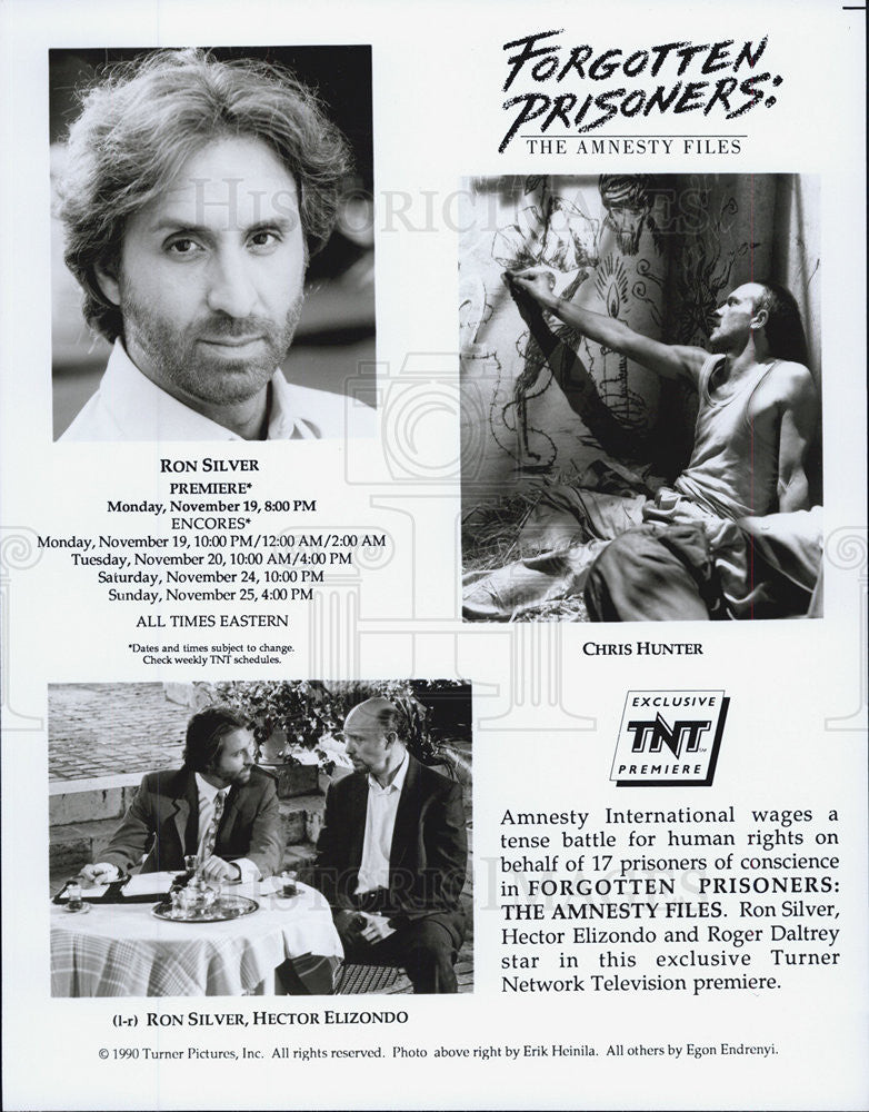 1990 Press Photo Ron Silver, Chris Hunter, Hector Elizondo - Historic Images