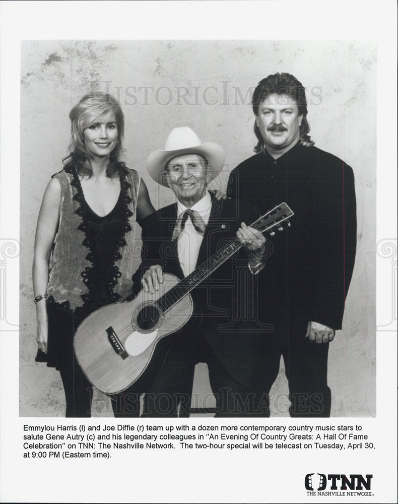 Press Photo Emmylou Harris, Joe Diffie, Gene Autry - Historic Images