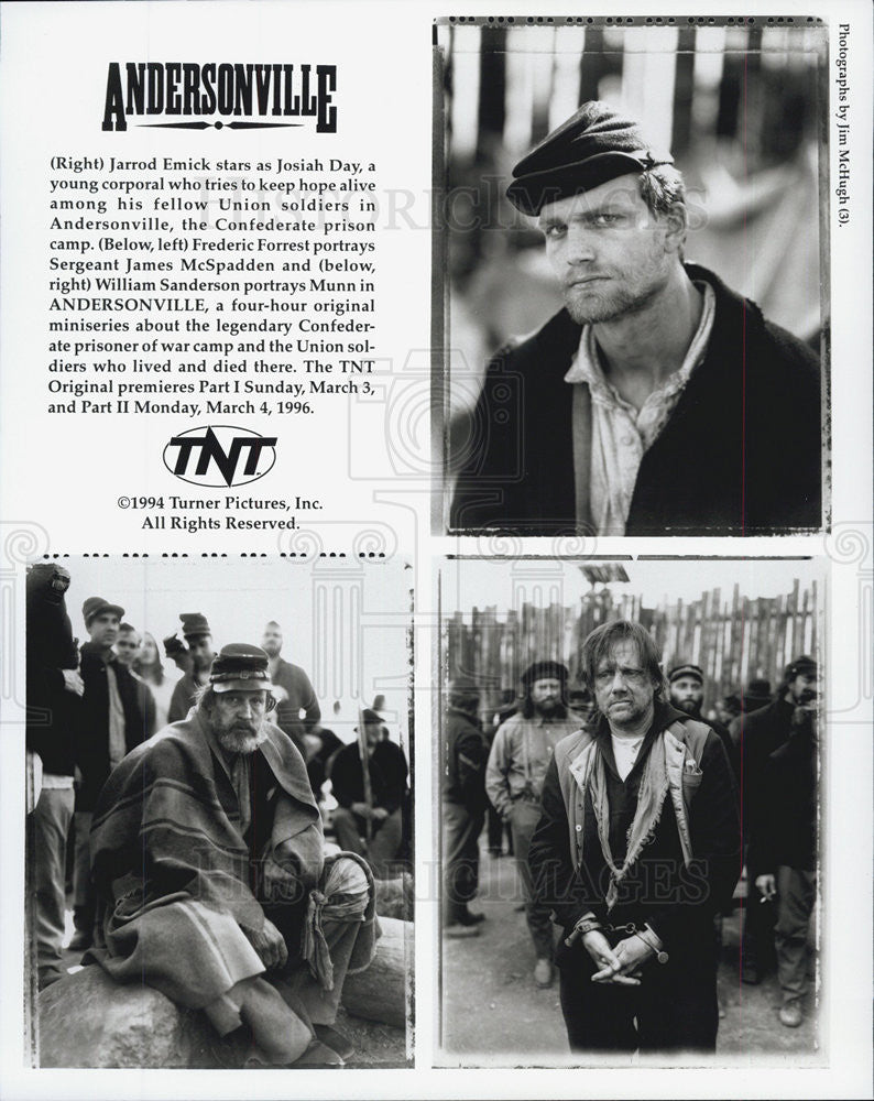 1994 Press Photo Jarrod Emick William Sanderson Andersonville TNT Film Actor - Historic Images