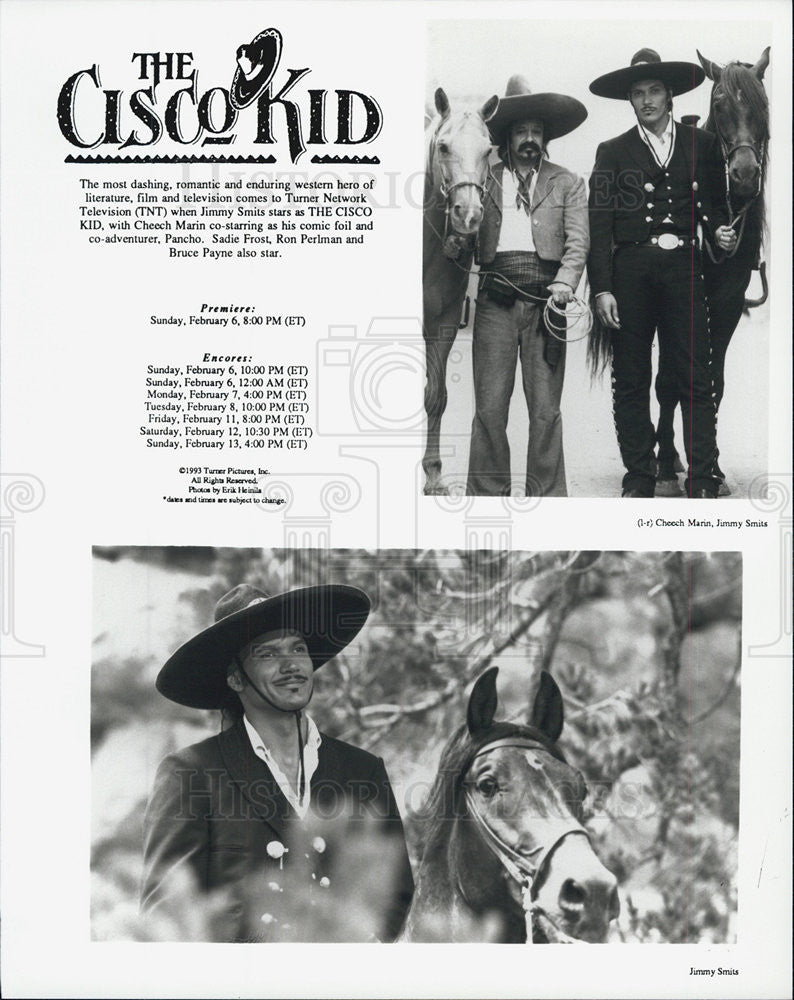 1993 Press Photo Jimmy Smits Cheech Marin The Cisco Kid Film Actor - Historic Images