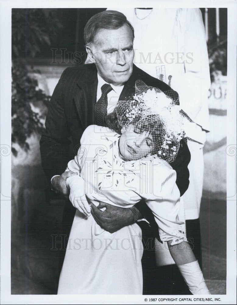 1987 Press Photo Charlton Heston and Katherine Ross in The Colbys - Historic Images