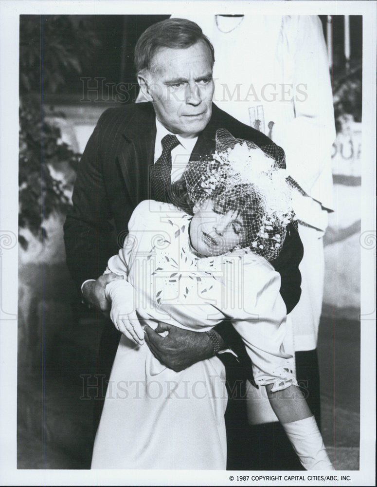 1987 Press Photo Charlton Heston Katharine Ross THE COLBYS - Historic Images