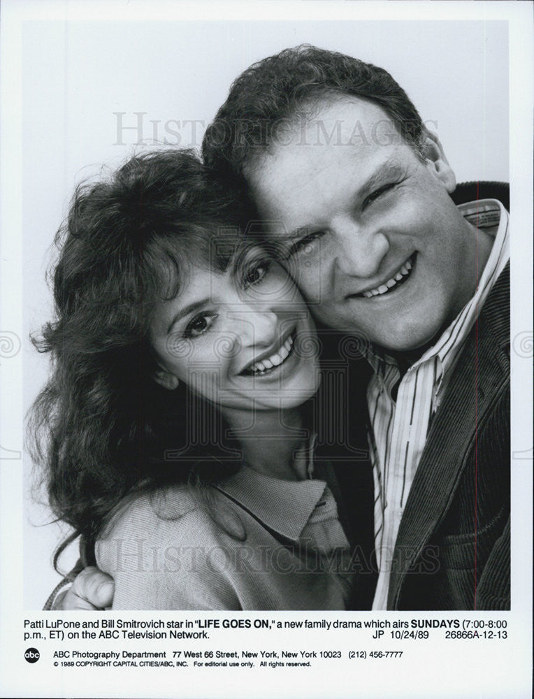 1989 Press Photo Patti LuPone and Bill Smitrovich from Life Goes On - Historic Images