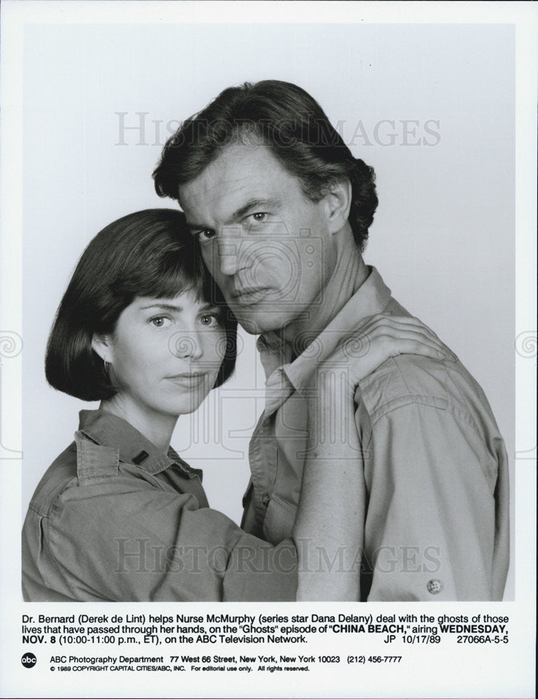 1989 Press Photo Derek de Lint &amp; Dana Delaney on &quot;China Beach&quot; - Historic Images