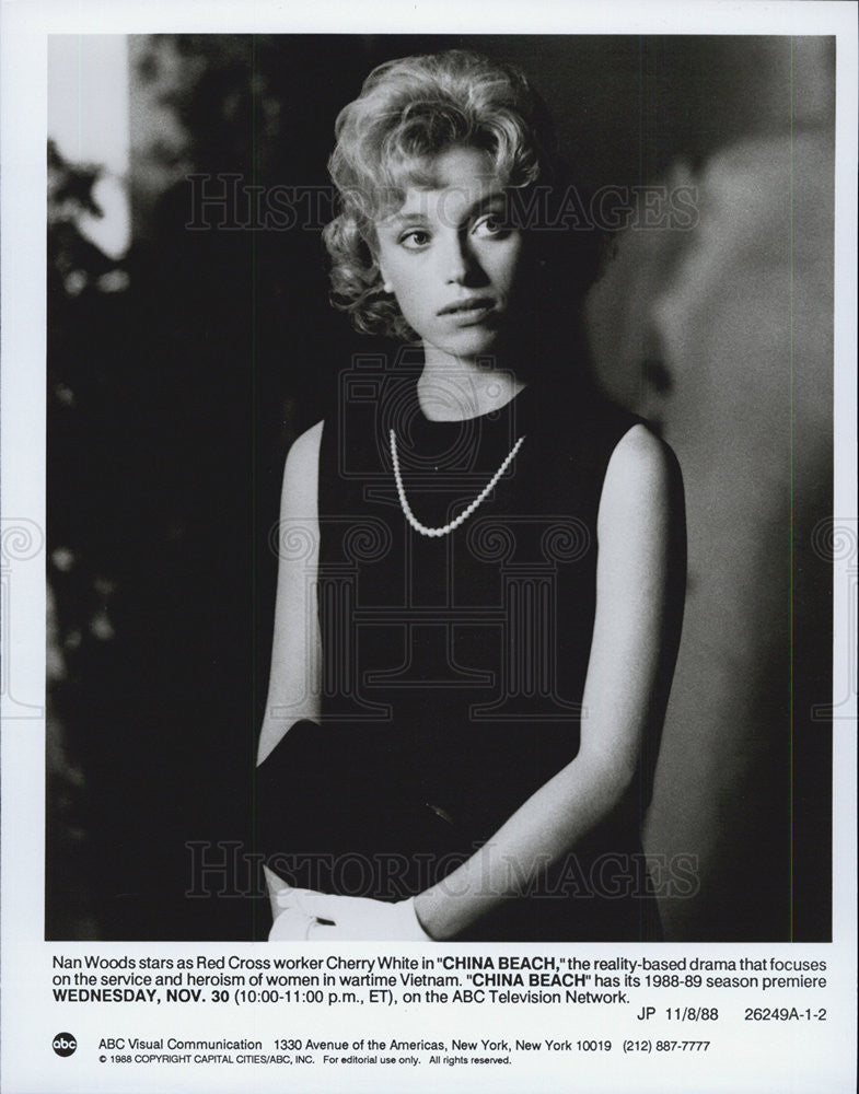 1988 Press Photo Nan Woods on &quot;China Beach&quot; - Historic Images