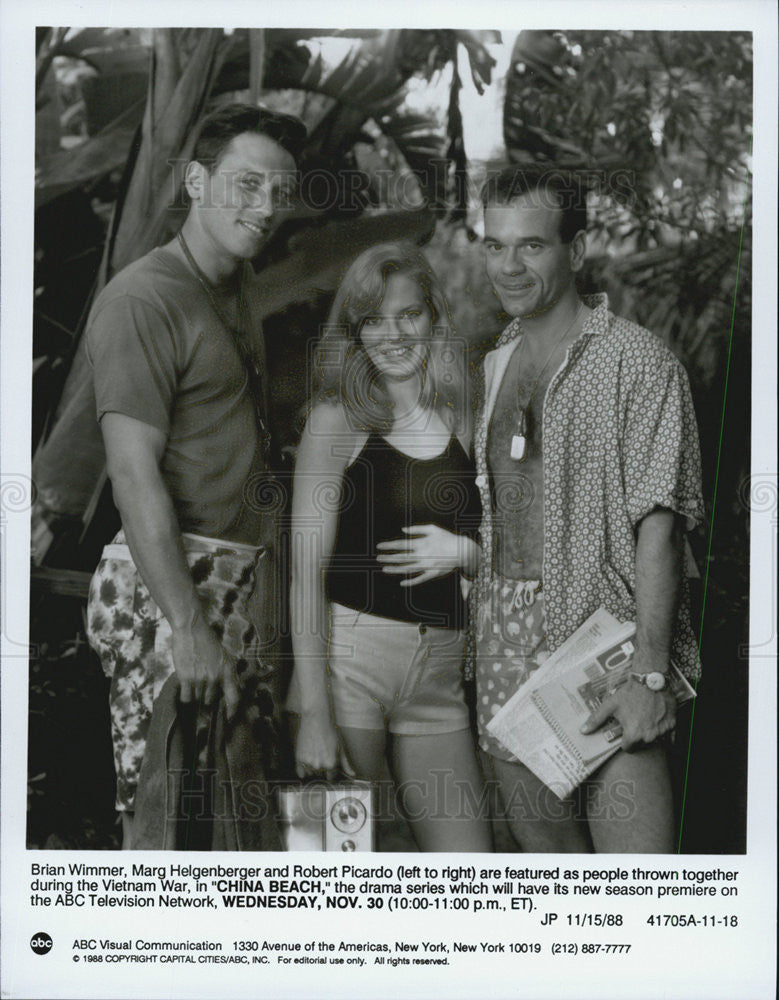 1988 Press Photo "China Beach" Marg Helgenberger,Robert Picardo,Brian Wimmer - Historic Images