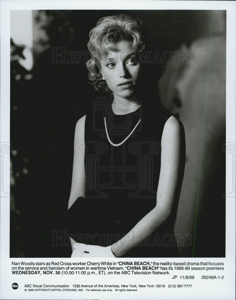 1988 Press Photo Nan woods on &quot;China Beach&quot; - Historic Images
